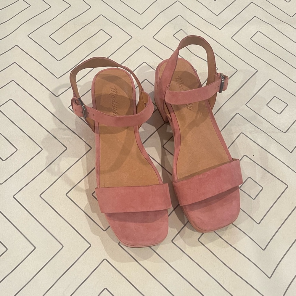 Madewell Pink Leather Block Sandals